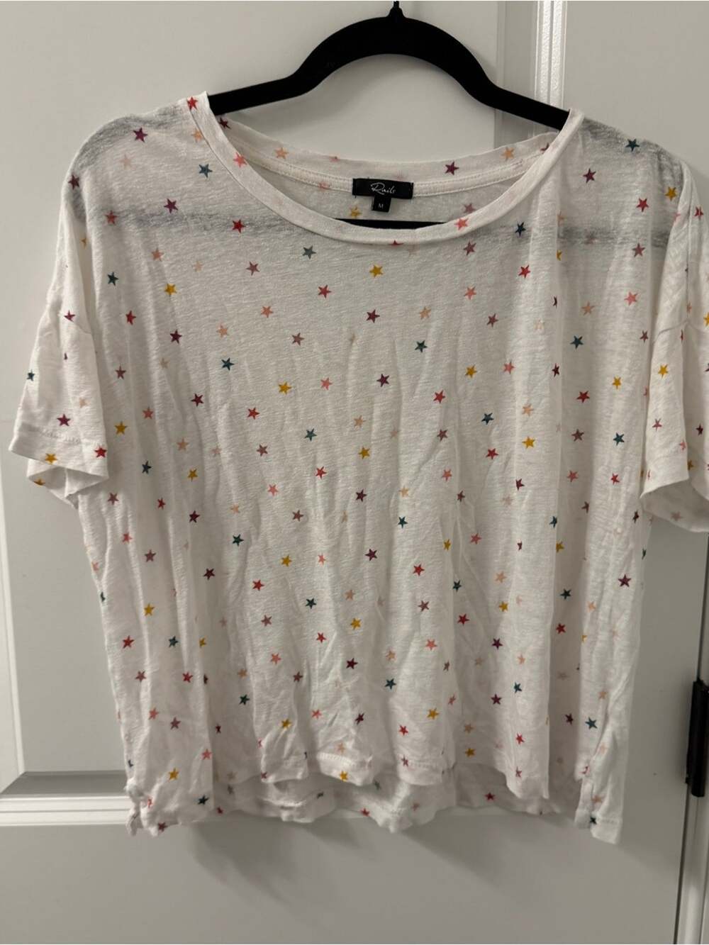 Rails M White Star Print Short Sleeve Graphic Tee